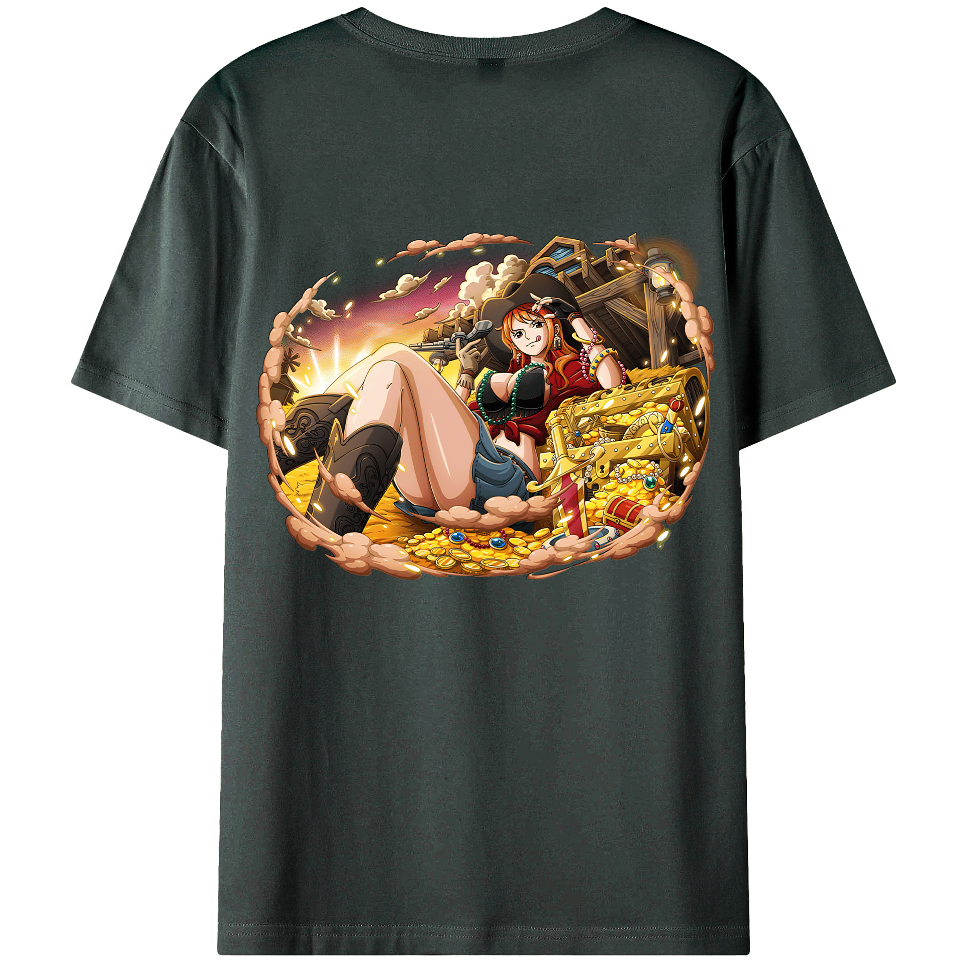 （画像用） ワンピース ナミ ONE PIECE Nami 綿100％ メンズ半袖Tシャツ（バックプリント） 通気性